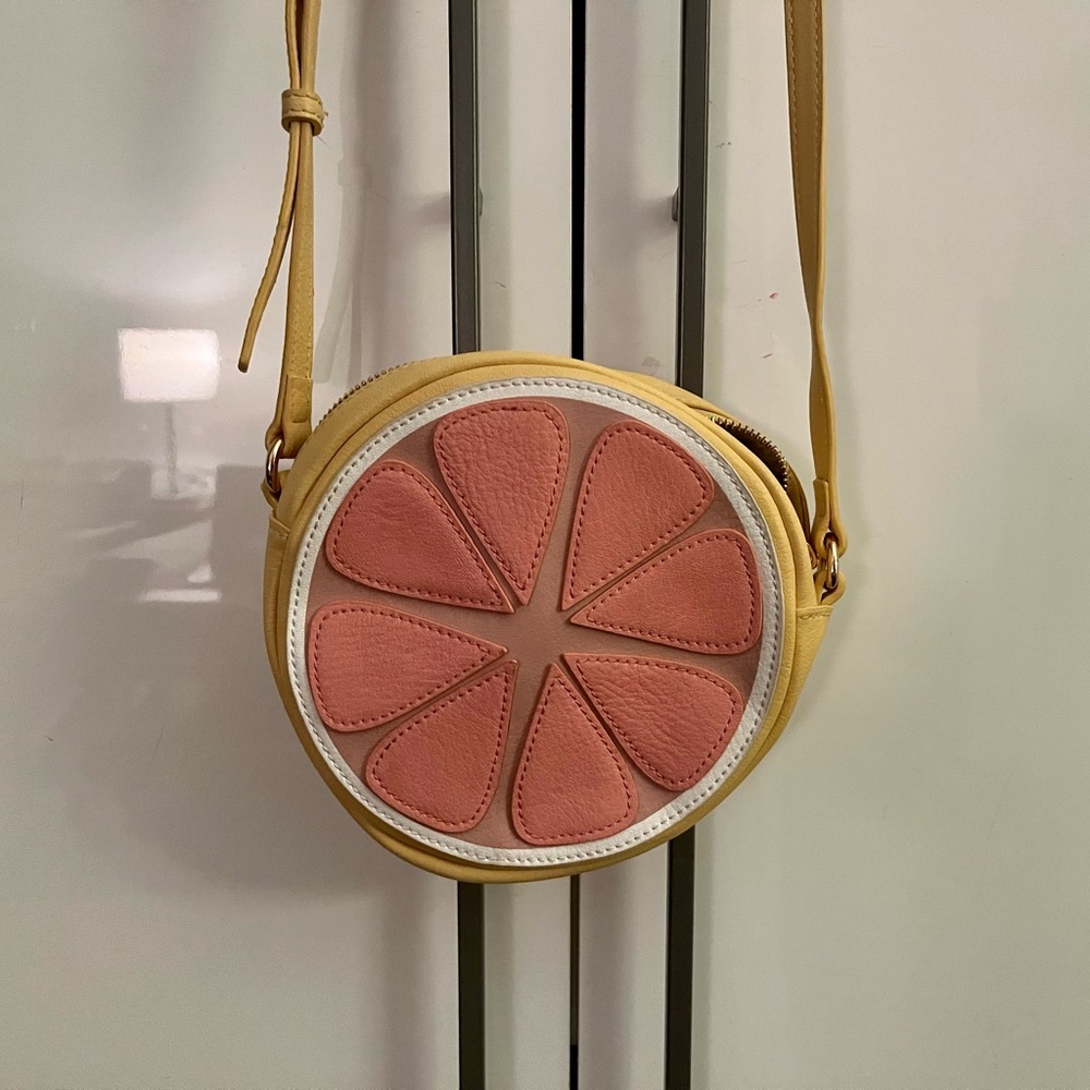 Grapefruit Lauren Conrad round crossbody purse